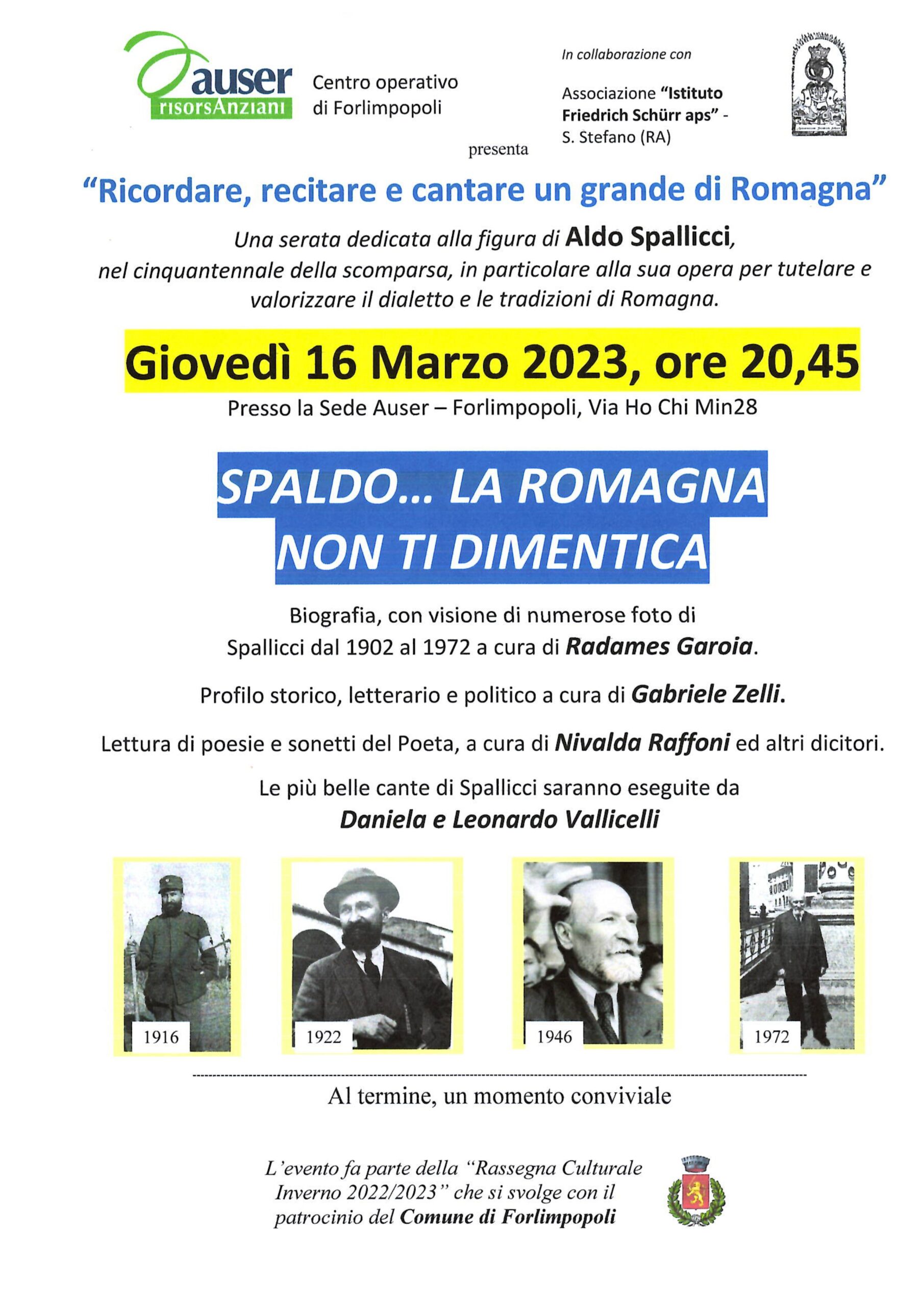 Locandina Aldo Spallicci 16 marzo 2023 auser